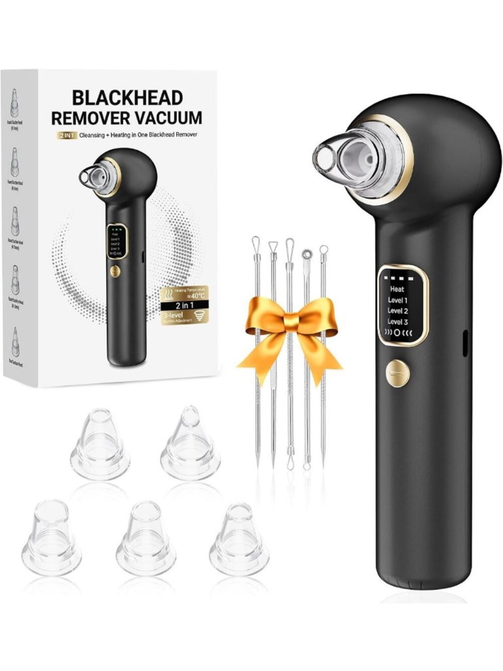 Heated Blackhead Remover Pore Vacuum - 5 Probes, 3 Suction Modes, Deep Clean